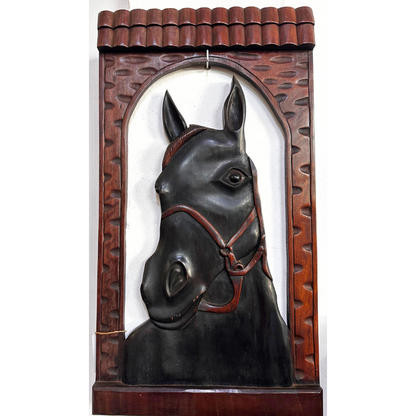 Quadro cavalo preto 42 cm x 5 cm x 76 cm altura-Peça única